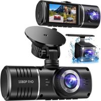 Dash Cam,3 Channel Dash Cam,1080P Front and Inside,Triple Dash Camera with 32GB Card,HDR,G-Sensor,24Hr Parking,Loop Recording