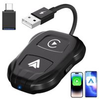 2-in-1 Wireless CarPlay Adapter & Android Auto 2024 Upgrade Dongle Convert Wired Apple Car Play to Wireless,Plug & Play,Fast Auto Connect,Compatible with iOS 12+ & Android 11+ (Black)