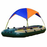 4 Persons Waterproof and UV Protection Folding Inflatables Boat Awning Top Cover with 4 D-Shaped Buckles,，Inflatable Kayak Awning Canopy，Camping