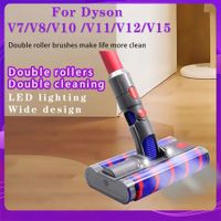 For Dyson V8 V15 Vacuum Cleaner Accessories Dyson V10 V7 V11 Soft Velvet LED Double Roller Floor Brush Electric Floor Brush