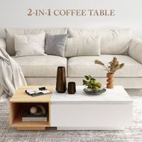 Detachable Coffee Table Bed Side Sofa Cabinet Laptop Desk Wooden Book Shelf Storage Drawer Living Room Furniture High Gloss White Marble Tabletop