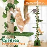 5 Level Cat Tree Tower Sisal Scratching Post Stand Furniture Scratcher Cave Activity Centre Condo Hammock Gym Platform Floor to Ceiling 232cm to 282cm