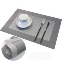 Silver 4 pack 30*45cm Placemats Easy to Clean Plastic Placemat Washable for Kitchen Table Heat - resist and Woven Vinyl Table Mats