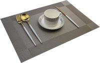 Silver Black 4 pack 30*45cm Placemats Easy to Clean Plastic Placemat Washable for Kitchen Table Heat - resist and Woven Vinyl Table Mats