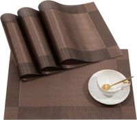 Brown 4 pack 30*45cm Placemats Easy to Clean Plastic Placemat Washable for Kitchen Table Heat - resist and Woven Vinyl Table Mats