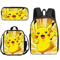 Pokemon Schoolbag Cartoon Cute Pikachu Primary School Student Backpack+Shoulder Bag+Pencil Case