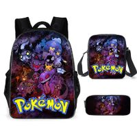 Pokemon Schoolbag Cartoon Cute Pikachu Primary School Student Backpack+Shoulder Bag+Pencil Case