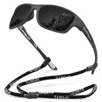 Polarized Sports Sunglasses for Men Driving Cycling Fishing Sun Glasses 100% UV Protection Goggles (Black Mirror)