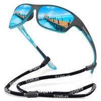 Polarized Sports Sunglasses for Men Driving Cycling Fishing Sun Glasses 100% UV Protection Goggles (Blue Mirror)
