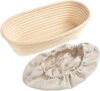 25*15*8CM Oval Bread Proofing Basket, Handmade Banneton Bread Proofing Basket Brotform with Proofing Cloth Liner for Sourdough Bread, Baking