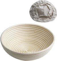 22*8.5CM Circle Bread Proofing Basket, Handmade Banneton Bread Proofing Basket Brotform with Proofing Cloth Liner for Sourdough Bread, Baking
