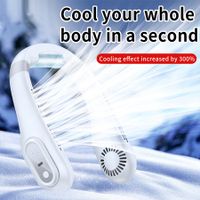 Bladeless Hanging Neck Fan Led Digital Display 3000Mah Portable Fan Type-C Usb Charging 3-Speed Wind Mute 5V 2.5W For Summer Color White