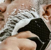 Silicone Beard Scrubber, Facial Hair Exfoliator Brush, Deep Cleans for Men