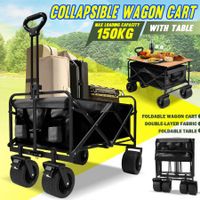 Folding Wagon Cart Beach Picnic Garden Utility Trolley Trailer Barrow Market Grocery Shopping Sports Outdoor Camping Luggage Collapsible 150kg