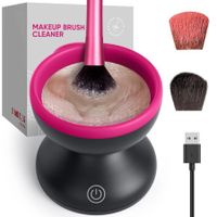 Electric Makeup Brush Cleaner Machine,Portable Automatic USB Cosmetic Brushes Cleaner Cleanser Tool for All Size Beauty Makeup Brush Set,Liquid Foundation,Contour,Eyeshadow,Blush Brush (Black+Pink)