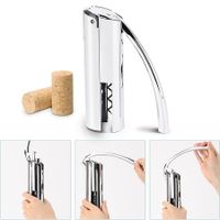 Stainless Steel Wine Opener Compact Vertical Lever Corkscrew with Built in Foil Cutter