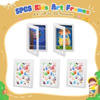 5 Pcs Art Frames Craft Display Kids Canvas Artwork Photo Storage Wooden White Children A4 Hold 150 Pictures