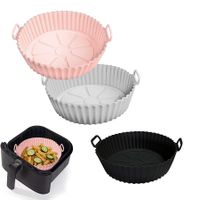 3 Pack, Pink+Grey+Black, Air Fryer Silicone Liners Pot for 3 to 5 QT, Replacement of Flammable Parchment Paper, Reusable Baking Tray Oven Accessories