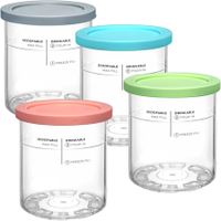 Replacement Pints and Lids for Ninja NC501 NC500 Series Creami Deluxe, 4 Pack - Compatible with Ninja Creami Deluxe Ice Cream Maker (Blue, Pink, Grey, Green)