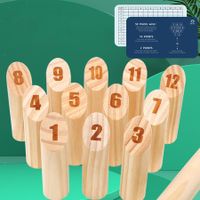 Wood Tossing Game with Scoreboard Teen Kids Gift Scatter Party Numbered Fun Outdoor Game for All Ages