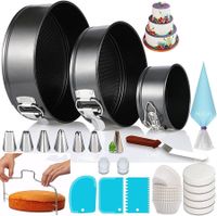 100 PCS Cake Pan Sets for Baking + Cake Decorating Kit: 3 Non-Stick Springform Pans Set,Cake Leveler.Multi-functional Leak-Proof CheeseCake Pan