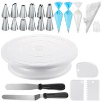 71 PCS Cake Decorating Supplies Kit with Cake Turntable,12 Icing Piping Tips,2 Spatulas,3 Icing Comb Scraper,50+2 Piping Bags and 1 Coupler for Baking