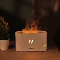 Aromatherapy Flame Light Quiet Mist Humidifiers Aroma Air Diffusers with Auto Shut-Off Protection Night Light USB Color White Warm Light