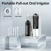 Water Dental Flosser Teeth Cleaning Gum Braces Care 6 Modes Cordless Portable Pull Out Oral Irrigator 5 Jet Tips Pick Waterproof Cleaner Home Travel