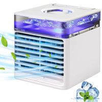 Personal Air Cooler,Mini Air Conditioner Portable Evaporative Cooling USB Fan With 7 Colors LED Light,Humidifier with 3 Speeds for Home Room Office