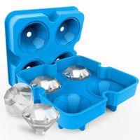4 Diamond Shape Ice Cube Mold ice Maker Silicone Trays Chocolate Making DIY Candy Fondant Craft ice Cubes Col Blue