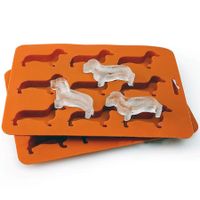 2 PCS Dachshund Dog Shaped Silicone Ice Cube Molds and Tray, Brown