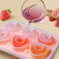 2p Rose Ice Cube Mold, Heart Shapes Ice Cube Tray, Silicone Ice Mold Fun Shapes3 Heart & 3 Rose Ice Balls for Chilling Whiskey Cocktails Drinks