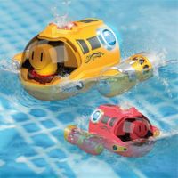 2.4G Mini RC Boat Submarine Spray Light Waterproof Rechargeable Electric Remote Control Speedboat Gifts Water Toys ChildrenYellow