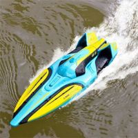 4DRC S1 2.4G 4CH RC Boat Fast High Speed Water Model Remote Control Toys RTR Pools Lakes Racing Kids Children GiftOne BatteryGreen