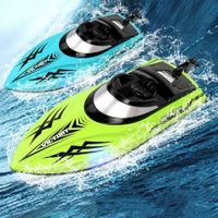 2.4G 4CH RC Boat High Speed LED Light Speedboat Waterproof 20km/h Electric Racing Vehicles Lakes Pools Yellow