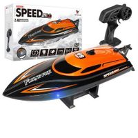 2.4G 4CH RC Boat High Speed LED Light Speedboat Waterproof 25km/h Electric Racing Vehicles Models Lakes Pools Orange