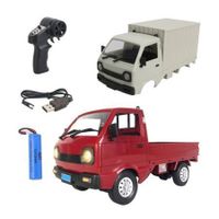 WPL D12 MINI 1/16 2.4G 2WD Full Scale Red RC Car On-Road Electric Truck Vehicle Models With LED Light RC Car Cargo Box Shell1