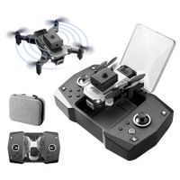 Mini WiFi FPV with 4K Dual HD Camera 360 Infrared Obstacle Avoidance Foldable With Dual CameraTwo BatteriesBlack