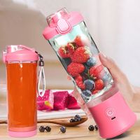 Portable Smoothies Blender,USB Juice Cup,Shakes Blender,Baby Food Mixing Machince with 6 Blades Rechargeable Battery,for Home,Travel,Office(Pink)