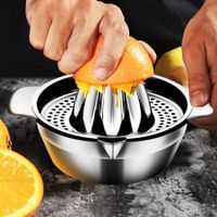 Stainless Steel Manual Fruit Juicer for Lemon, Orange with Strain Container