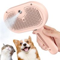 Spray Brush for Shedding, Remove Static Flying Pet Grooming Brush Self Cleaning Dog Brush (Pink)