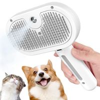 Spray Brush for Shedding, Remove Static Flying Pet Grooming Brush Self Cleaning Dog Brush (White)