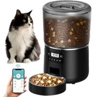 Automatic Cat Feeder, WiFi Automatic Cat Food Dispenser with APP Control, Smart Timed  Pet Feeder with Stainless Steel Bowl(Black)