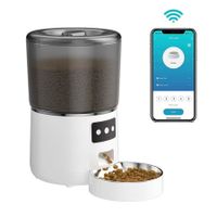 Automatic Cat Feeder, WiFi Automatic Cat Food Dispenser with APP Control, Smart Timed  Pet Feeder with Stainless Steel Bowl(White)