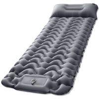 Camping Sleeping Mat, 77" x 27" Wide, with Pillow, Waterproof, Portable, Sleep Perfectly in Comfort for Backpacking, Hiking, Picnic (Gray)