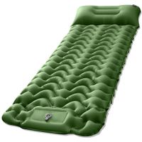 Camping Sleeping Mat, 77" x 27" Wide, with Pillow, Waterproof, Portable, Sleep Perfectly in Comfort for Backpacking, Hiking, Picnic (Green)