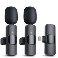 2 Pack Wireless Lavalier Microphones for iPhone iPad,Crystal Clear Sound Quality for Recording