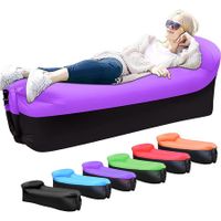 Inflatable Lounger air Sofa: Portable Outdoor Camping Inflatable Couch Hammock - Waterproof Anti Air Leaking Design for Hiking Camp Beach Party (Black Purple)