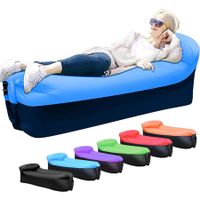 Inflatable Lounger air Sofa: Portable Outdoor Camping Inflatable Couch Hammock - Waterproof Anti Air Leaking Design for Hiking Camp Beach Party (Black Blue)