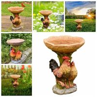 Rooster Bird Feeder Resin Statue Figurine Decoration Animal Living Room Candy Plate Storage Garden Home Decor